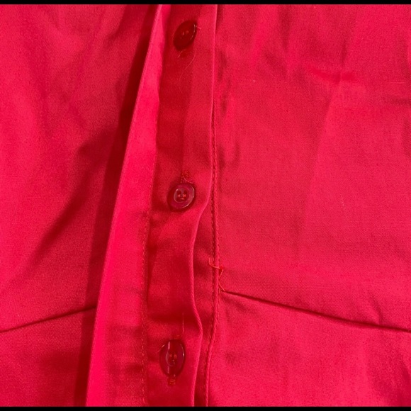 ✨HOST PICK ✨ CAROLINE MORGAN | Red 3/4 Sleeve Tie Front Midi Shirt Dress - Picture 6 of 7